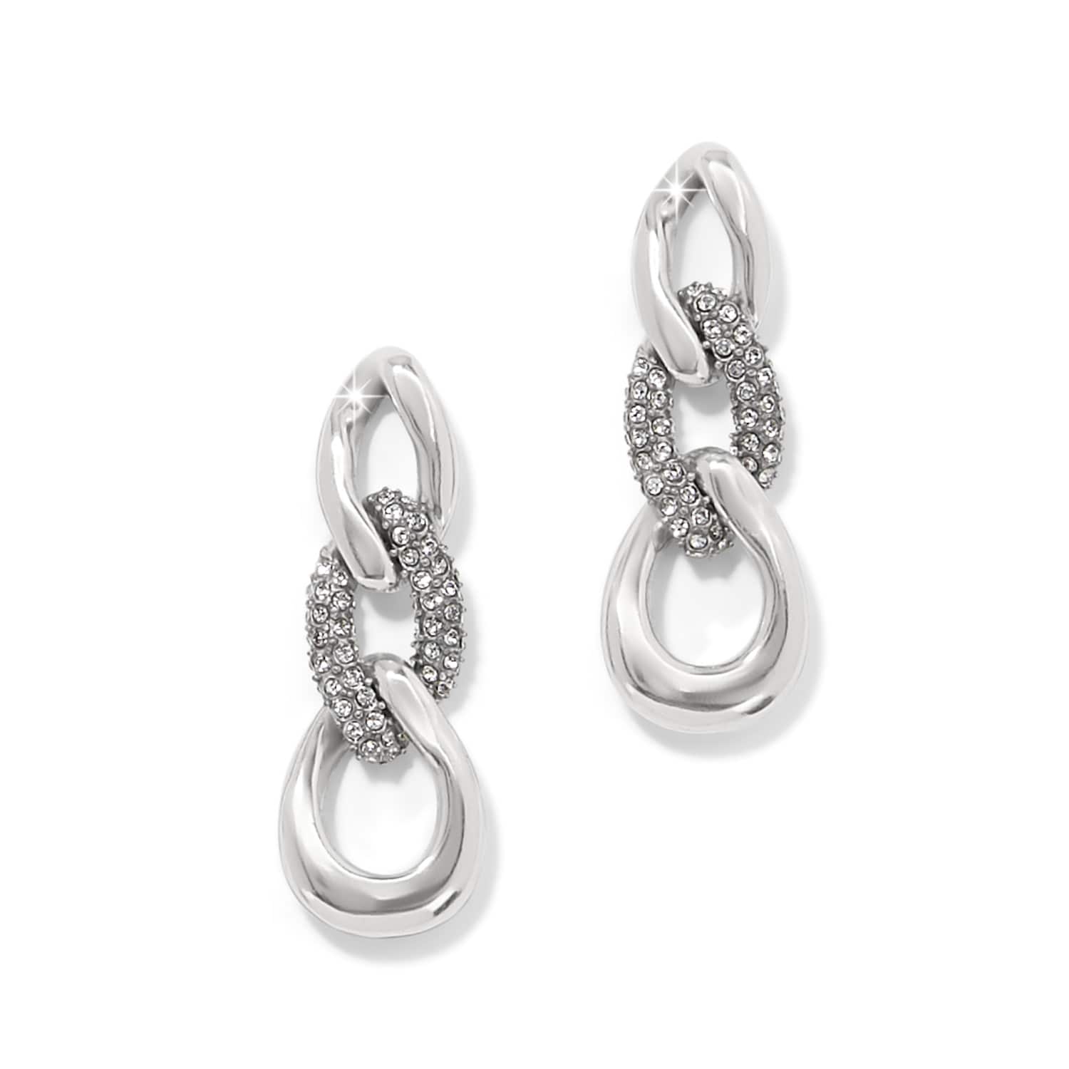 Cleo Pave Link Post Drop Earrings - Image 3