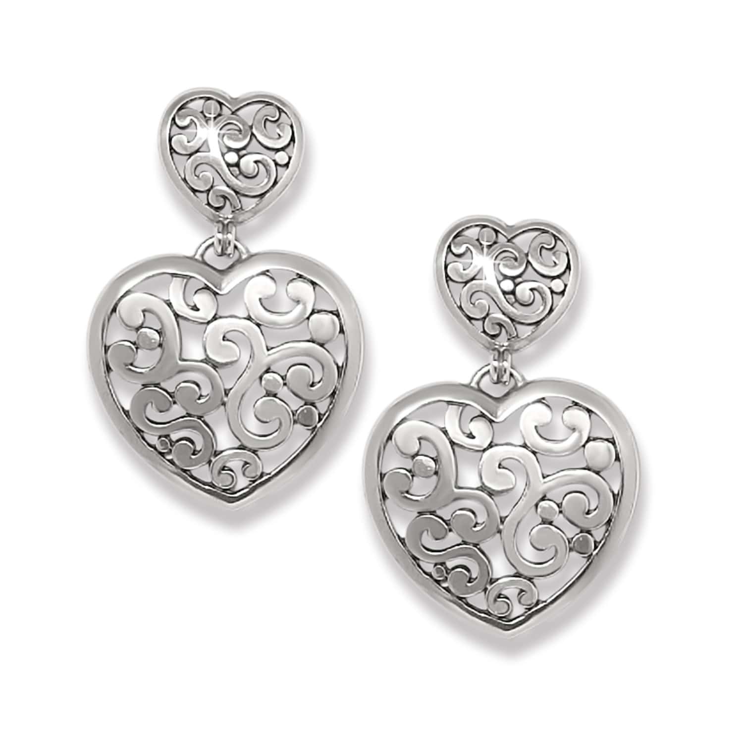 Contempo Heart Double Post Drop Earrings - Image 3